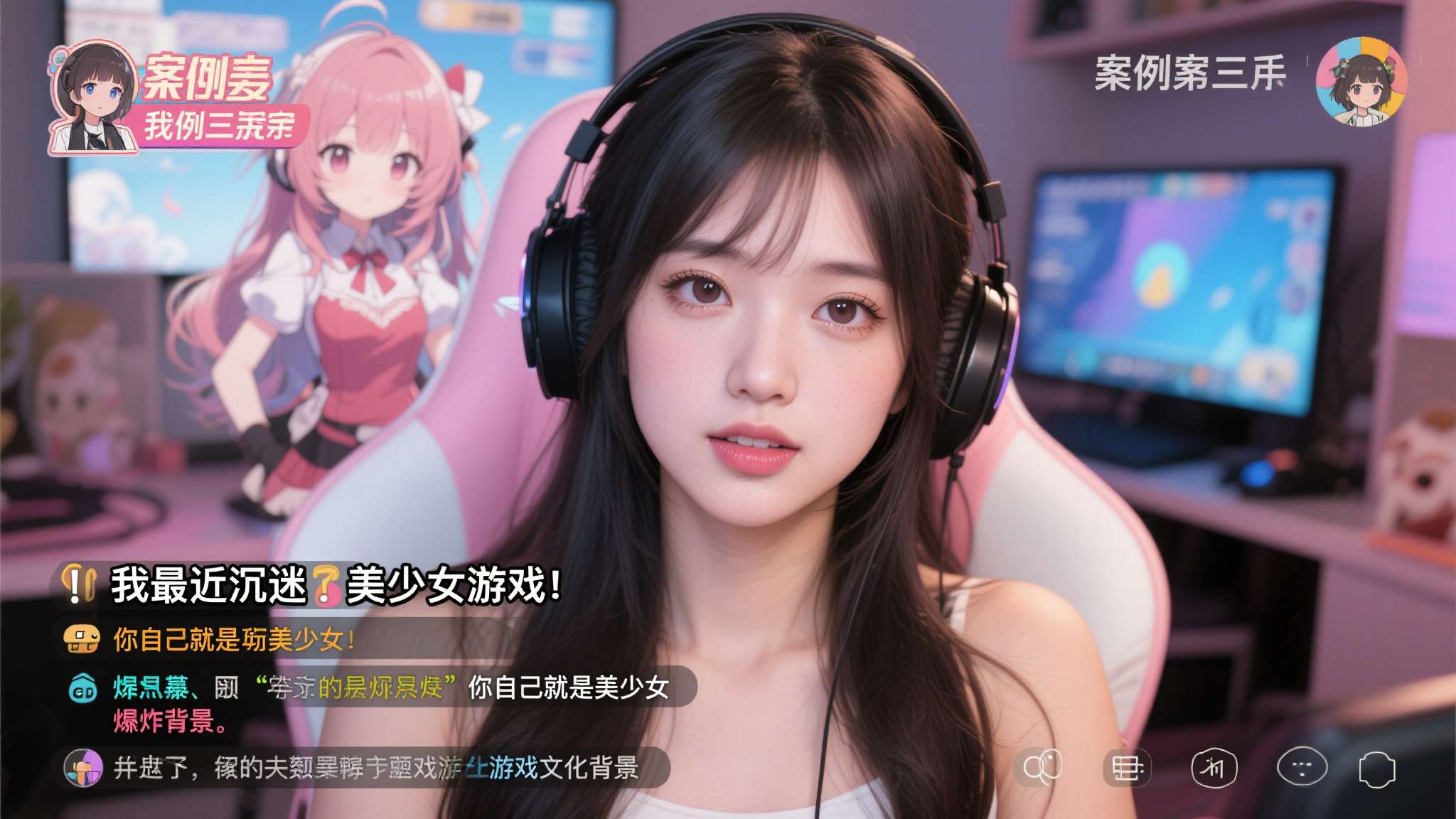案例二：一名女性玩家在直播中说"我最近沉迷美少女游戏"，弹幕瞬间炸锅，有人调侃"